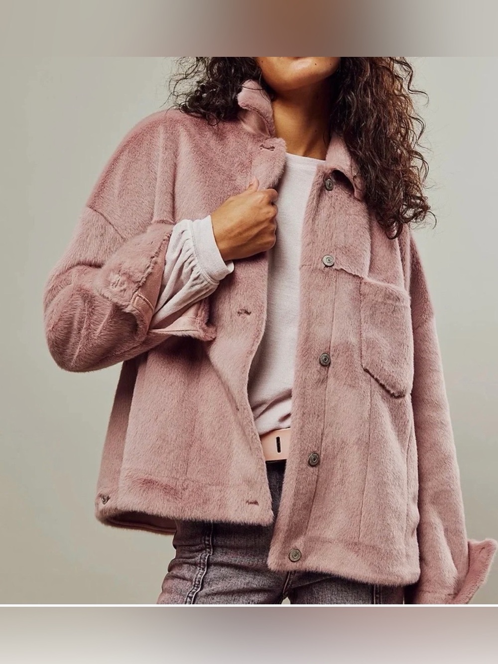 Free People We The Free Cozy Opal Swing Jacket in Dusty Mauve/ Blush- Sz Med